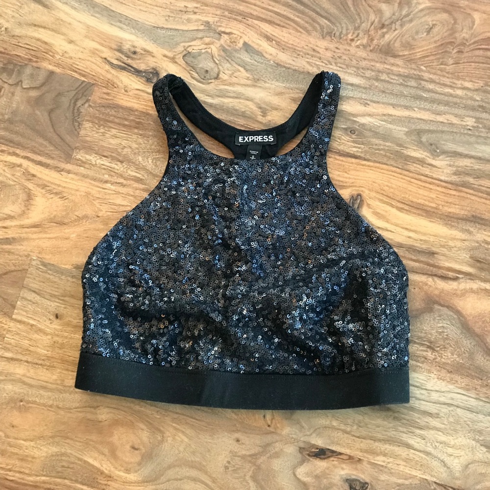 Express Sequin T-Back Sports Bra
